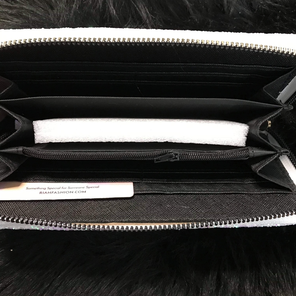 MULTI COLOR OMBRE GLITTER SINGLE ZIPPER WALLET - Picture 5 of 5